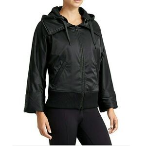 Derek Lam 10C x Athleta Uptown Funnel Jacket Black Satin Size L